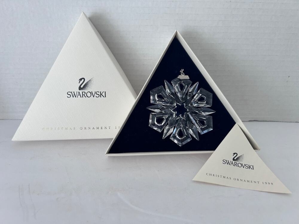 Swarovski Crystal 1999 Annual Snowflake Christmas Ornament Original Box & Papers